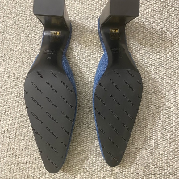 BALENCIAGA Denim Block Heel Mules Size 40 Blue NWT - Picture 5 of 8